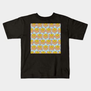 Dim Sum Funky Hong Kong Street Food with Sky Blue and Dusty Pink Tile Floor - Pop Art Kids T-Shirt